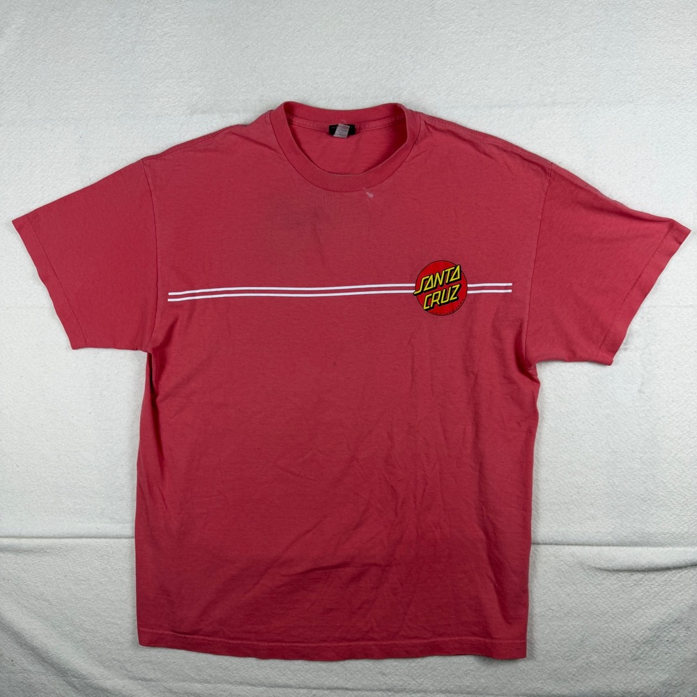 Santa Cruz Skateboards Dot Logo Graphic T-Shirt Red Mens XL Racing Stripe Tee